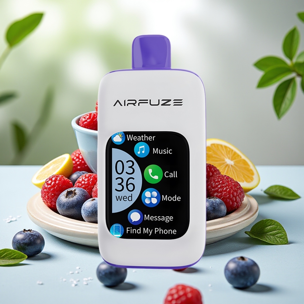 AirFuze Smart 30000 Пуфове TFT Дисплей 5% Никотин 900mAh Type-C Синьо Малинов Лед