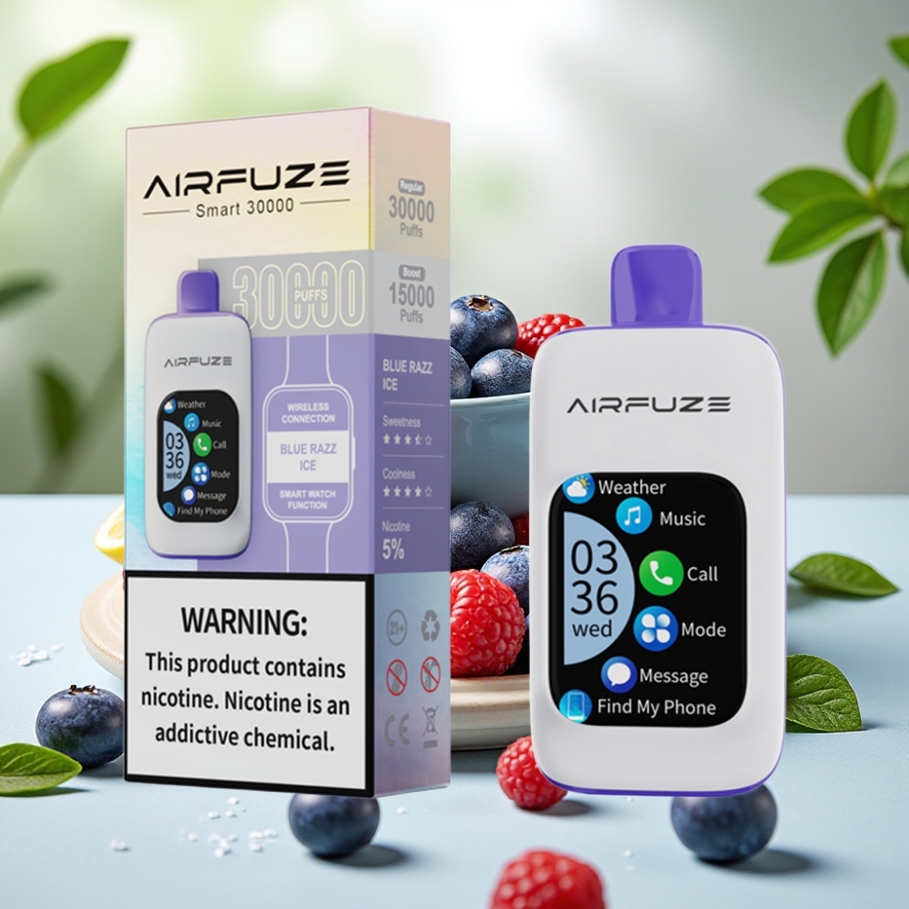 AirFuze Smart 30000 Пуфове TFT Дисплей 5% Никотин 900mAh Type-C Синьо Малинов Лед