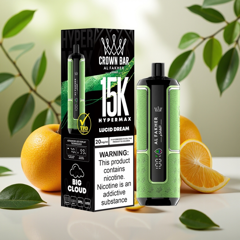 Al Fakher Crown Bar 15K Hypermax Disposable Vape Kit Ясен Сън 22ml 600mAh Type-C