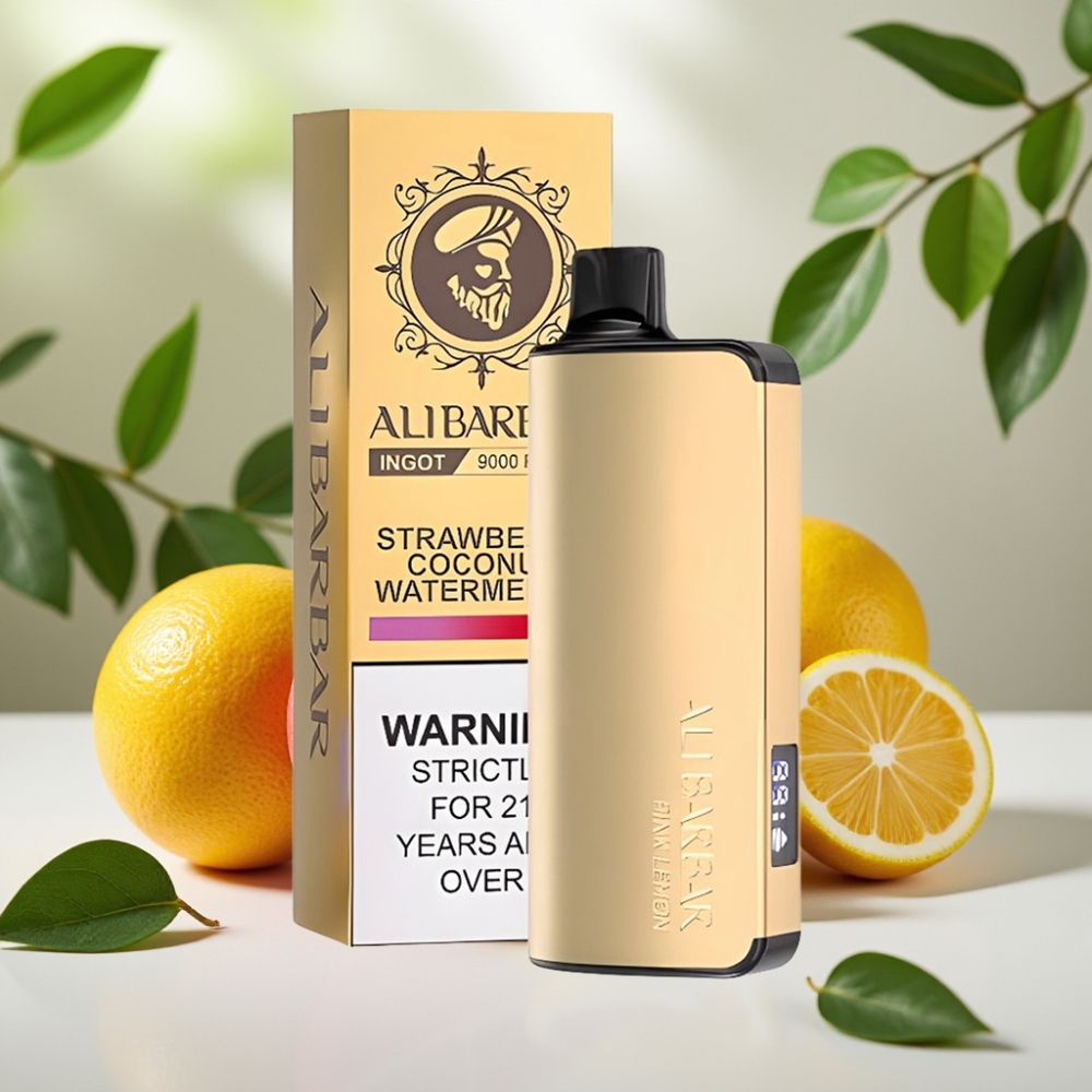 Alibarbar Ingot 9000 Puffs Bulgaria vape wholesale 22ml 2350mAh 1.2Ω LED Розов лимон