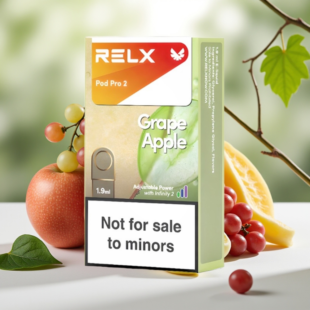 RELX Pod Pro 2 600 пуфове 0% никотин 1.9мл Грозде Ябълка