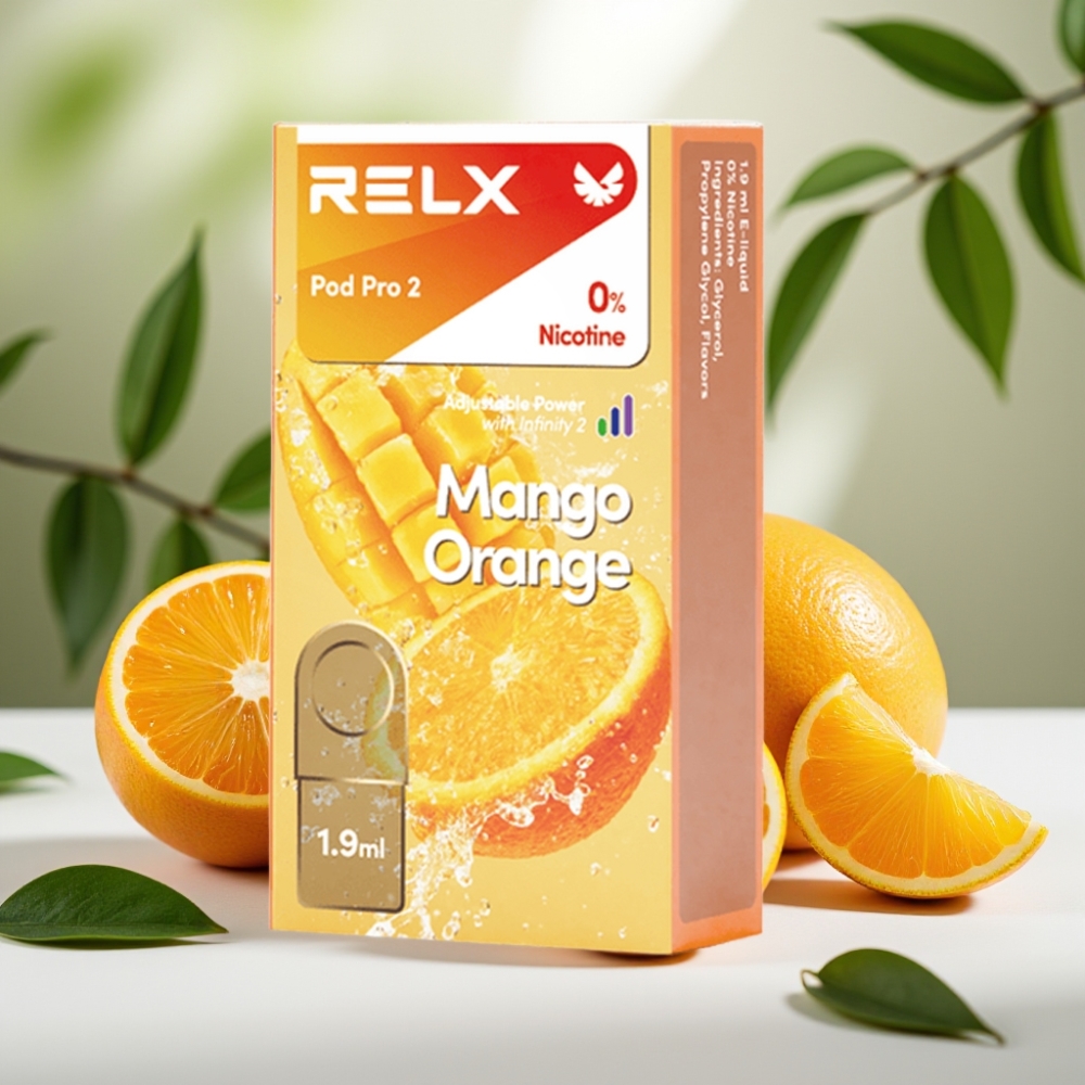 RELX Pod Pro 2 600 пуфове 0% никотин 1.9мл Манго Орандж