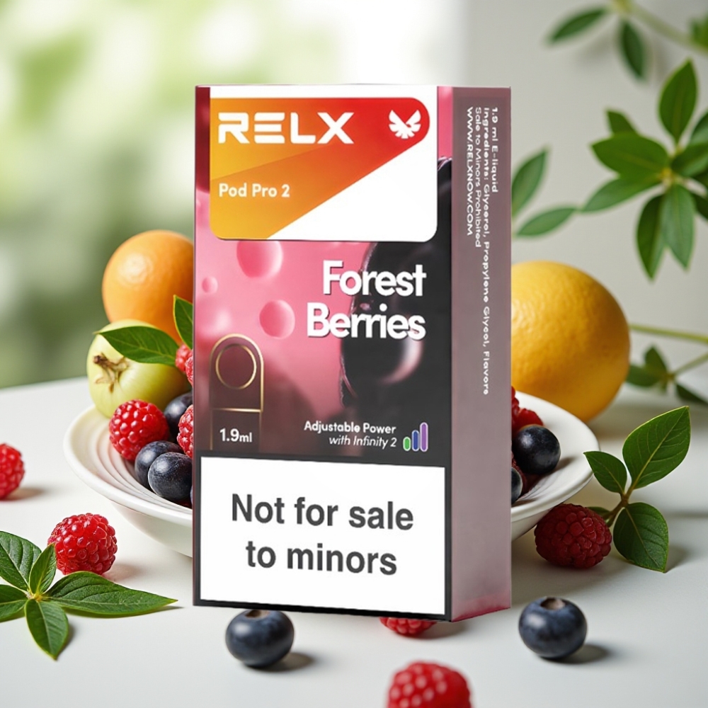 RELX Pod Pro 2 600 пуфове 0% никотин Гориски плодове 1.9ml 3 режима