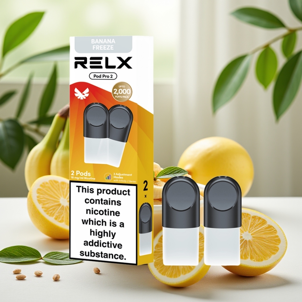 RELX Pod Pro 2 600 пуфа 1.8% никотин 1.9мл Десерт-Замръзнал банан