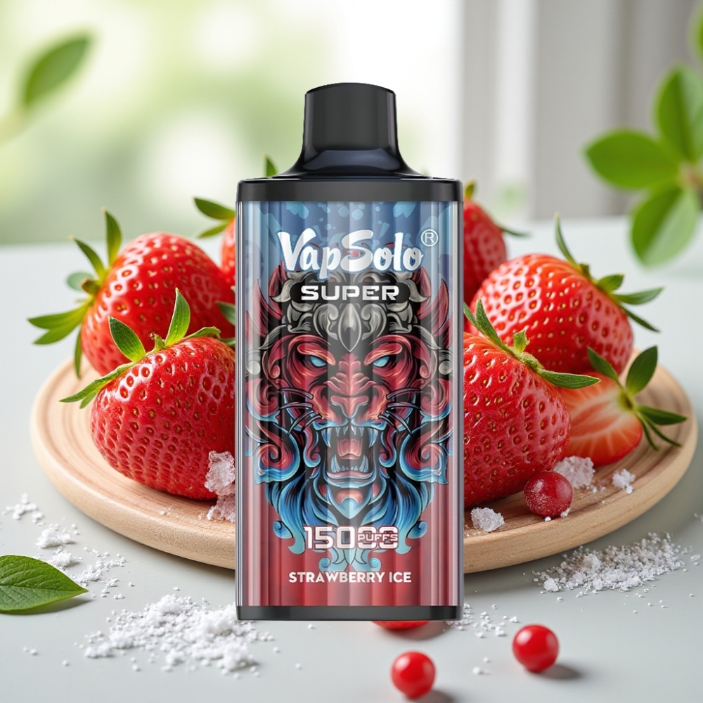 Vapsolo Super 15000 пуфове 40ml Ягодов Лед 850mah Type-C