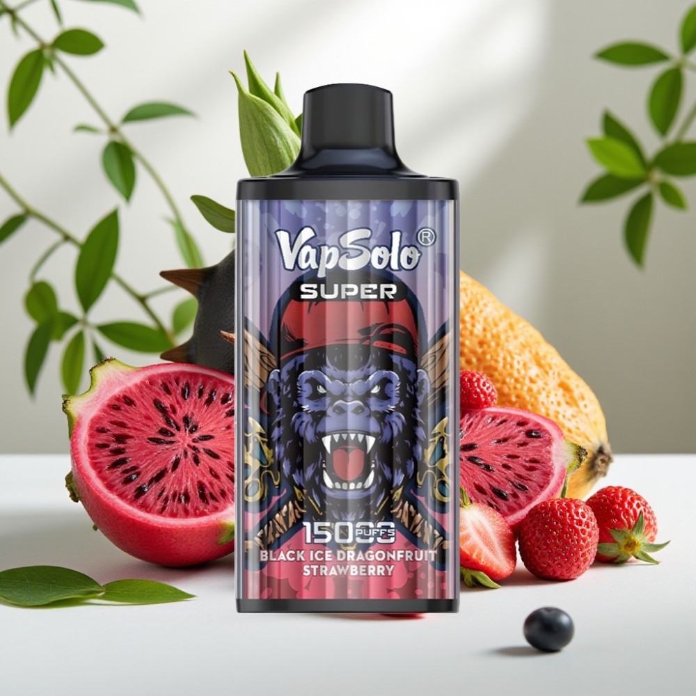 Vapsolo Super 15000 пуфове 40ml 850mah Type-C Черен Лед Драконов плод Ягода