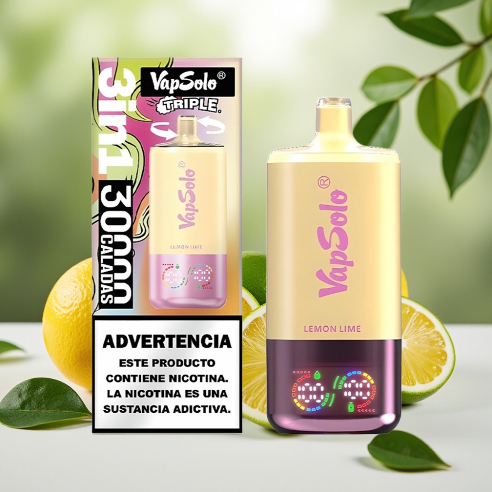 VapSolo Triple 30000 Пуфса 40мл Лимон Лайм Type-C 20/50мг/мл