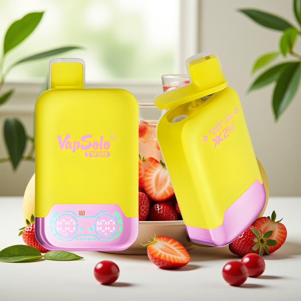 Vapsolo Twins 20000 Пуфове 40ml Ягодa Банан & Вишна Газирана