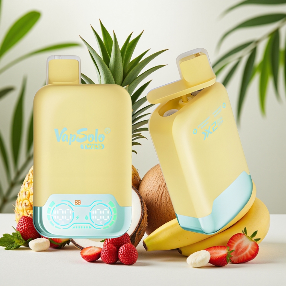 Vapsolo Twins 20000 Puffs Bulgaria vape wholesale 40ml Ананас Кокос & Ягода Банан