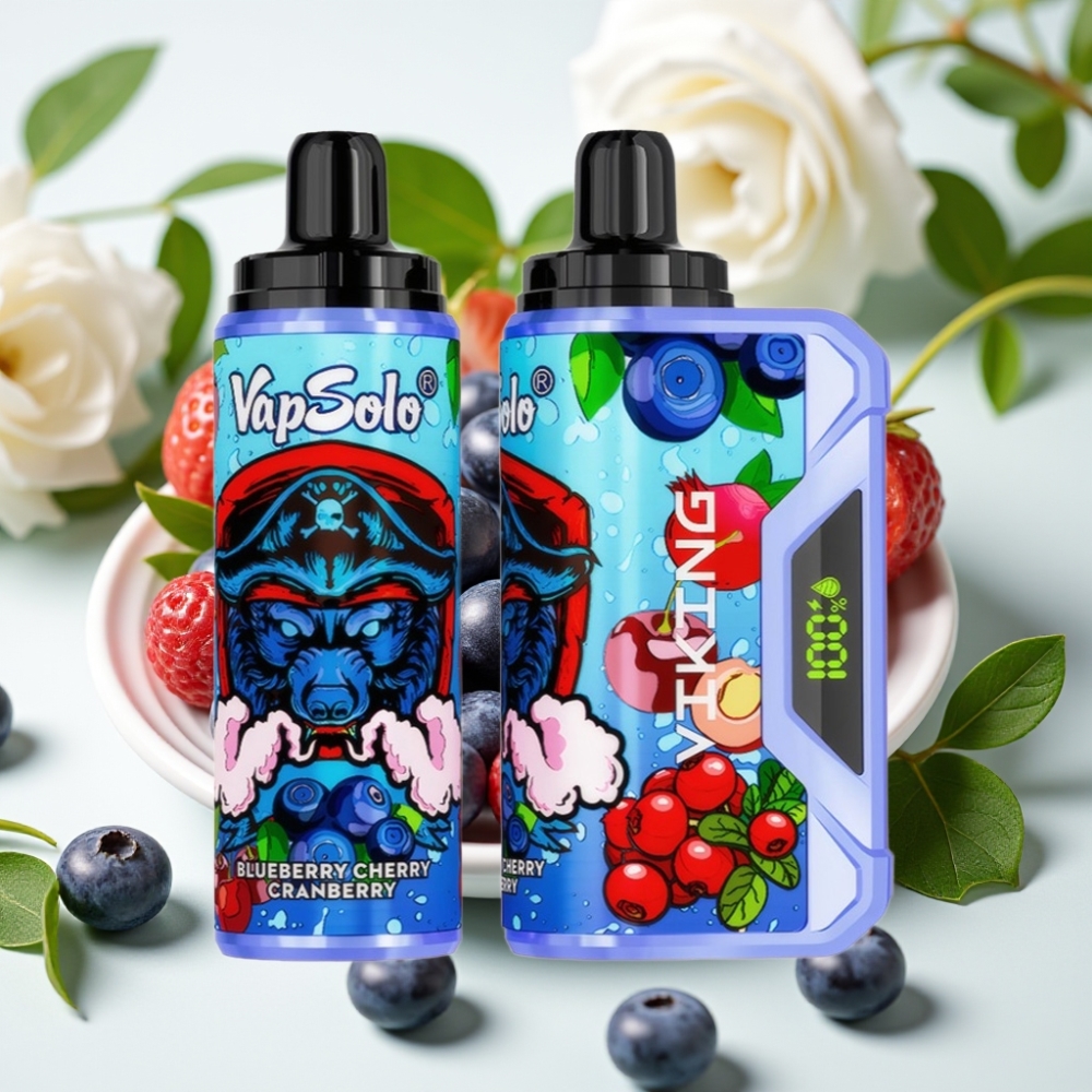 VapSolo VIKING 12000 Puffs 22ml LED Type-C Боровинка Череша Кранберри