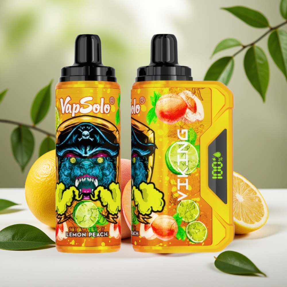VapSolo VIKING 12000 Puffs Bulgaria vape wholesale 22ml Лимон Праскова Type-C LED